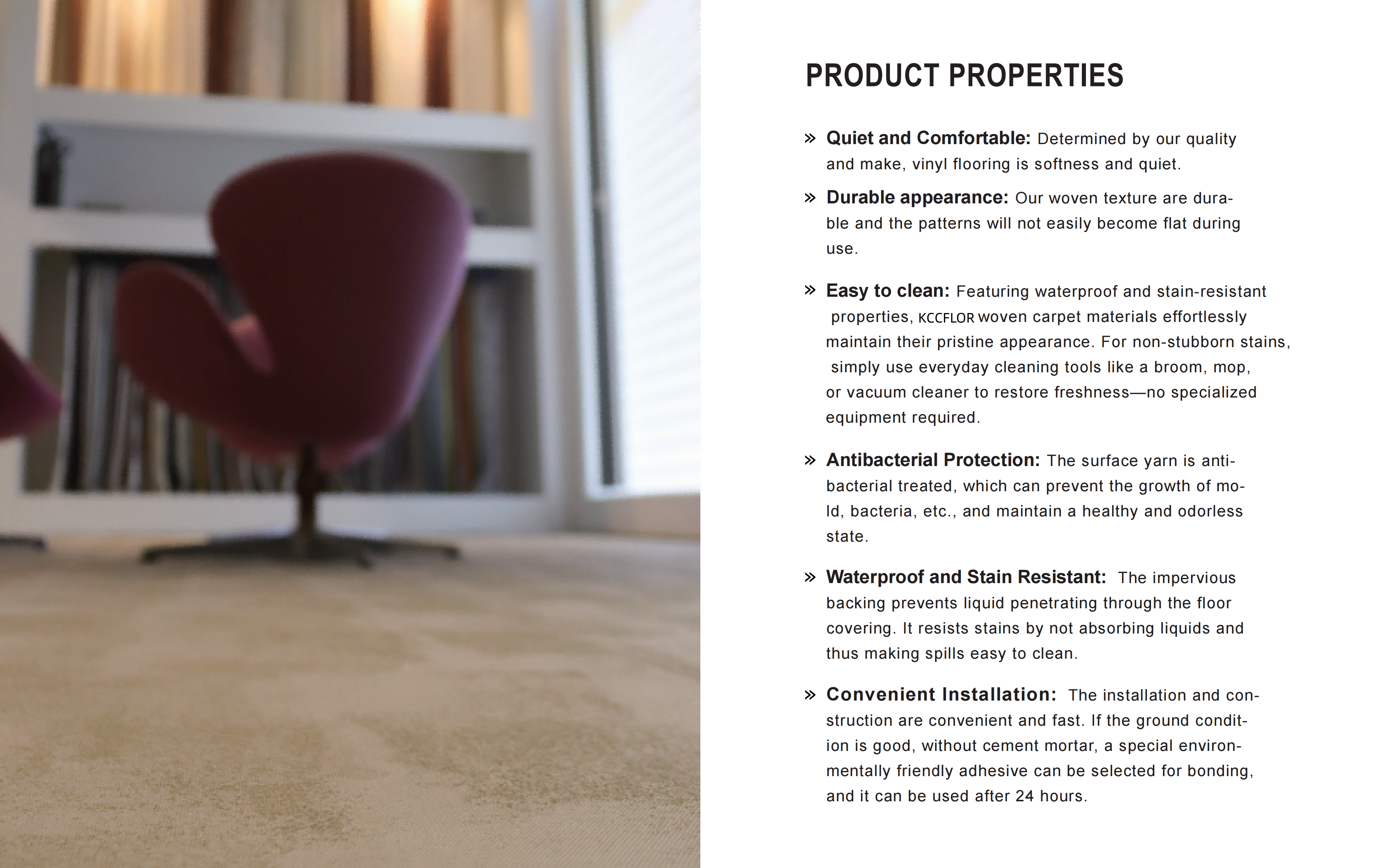 Features of PVC woven flooring